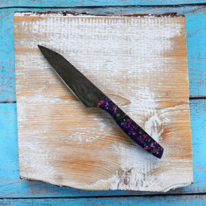 4" Paring Knife with black, pink and purple Maple Burl Handle