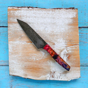 4" Paring knife with red and purple maple burl handle