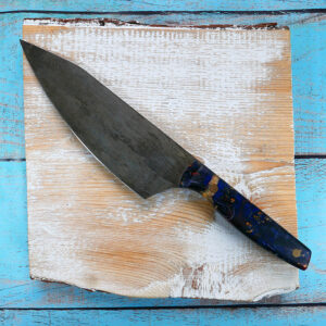 6" Utility with blue, black and red maple burl handle
